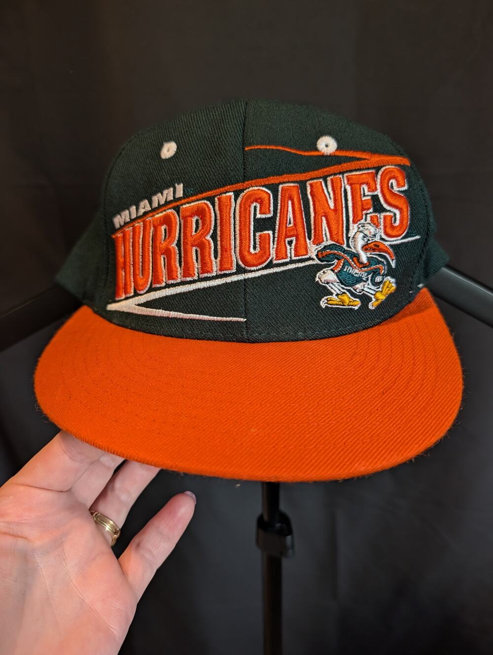 Vintage 90s Miami Hurricanes Zephyr The Z Hat Snapback Sebastian Ibis